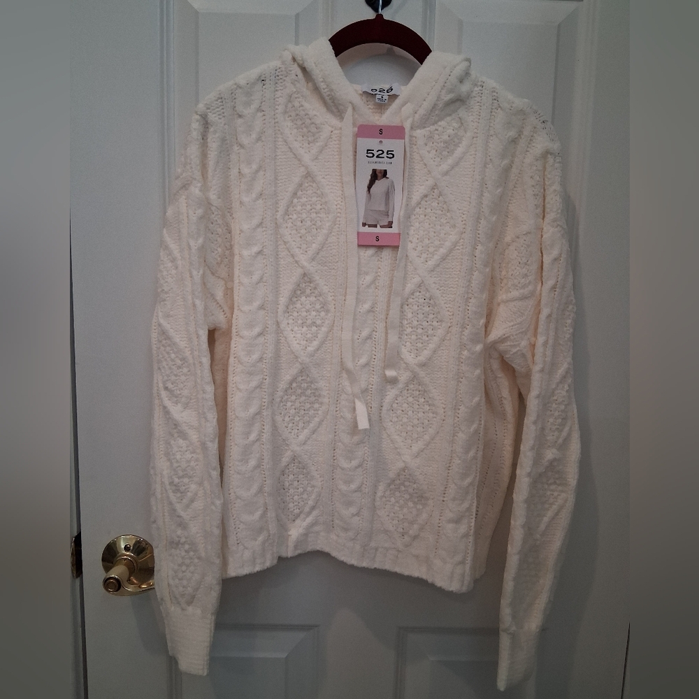 525 America Cable Knit Hoodie Sweater And Shorts Lounge Set - Cream - Picture 2 of 12